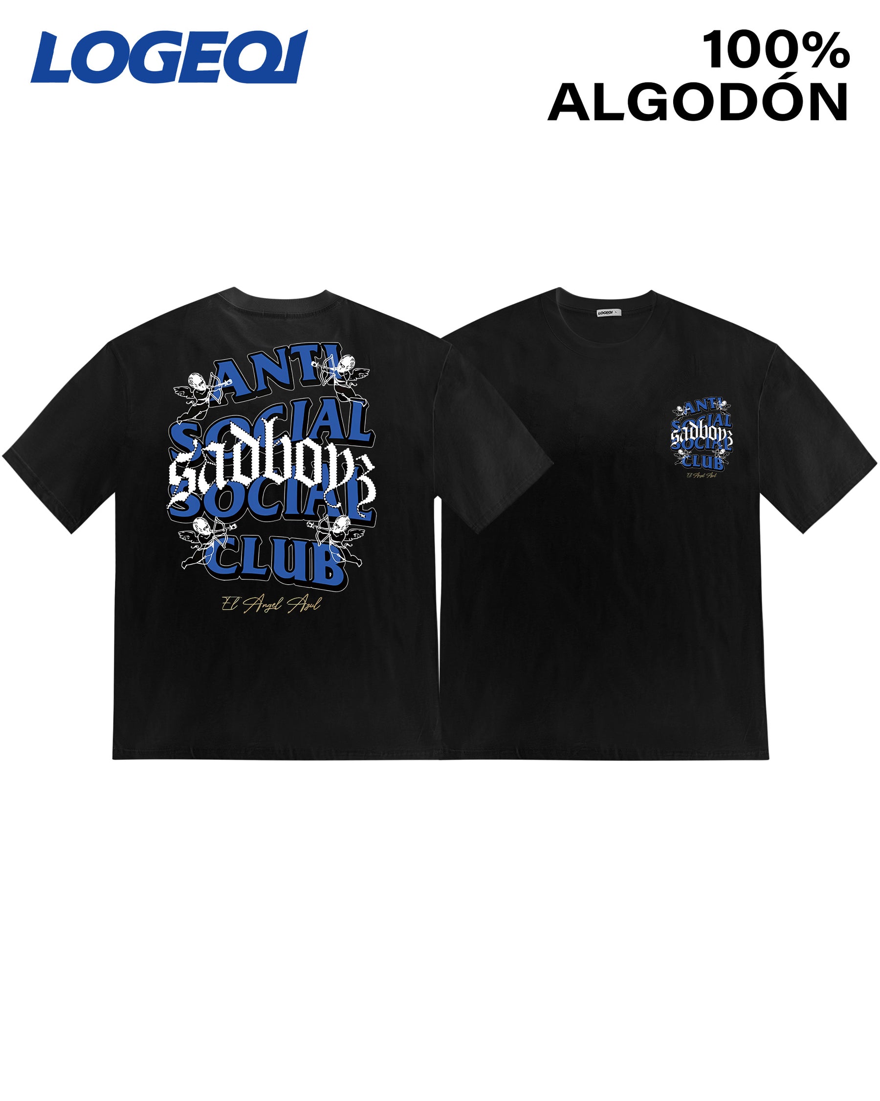 Camiseta holgada con estampado para hombre – Estilo Street Angel | Logeqi