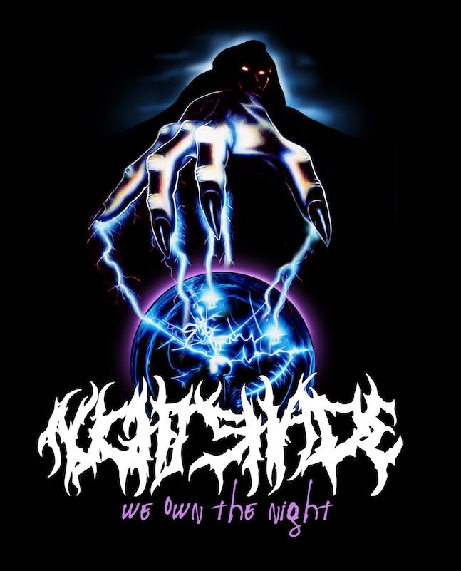 Custom Printed T-Shirts Graphics Gothic Metal Artwork With Glowing Hand