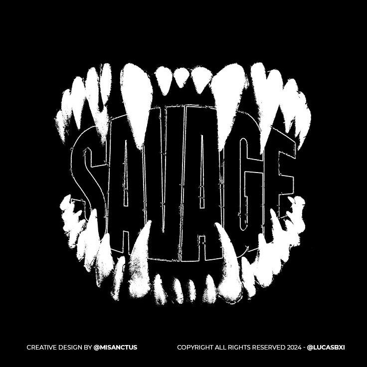 Savage Graphic, Bold Typography with Fierce Teeth for Edgy Streetwear Design