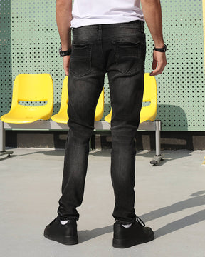 Streetwear Men’s Black Ripped & Distressed Skinny Patched Jeans