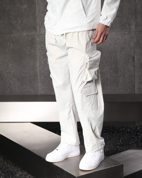 Men's Solid Straight Cargo Jogger Pants with Large Pockets for Hiking & Outdoor