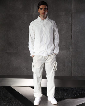 Men's Solid Straight Cargo Jogger Pants with Large Pockets for Hiking & Outdoor