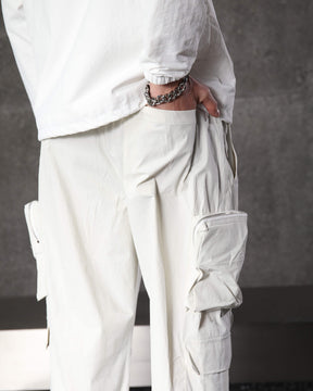Men's Solid Straight Cargo Jogger Pants with Large Pockets for Hiking & Outdoor