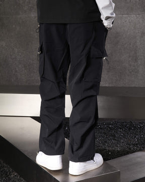 Casual Relaxed Straight-Fit Cargo Pants with Large Pockets