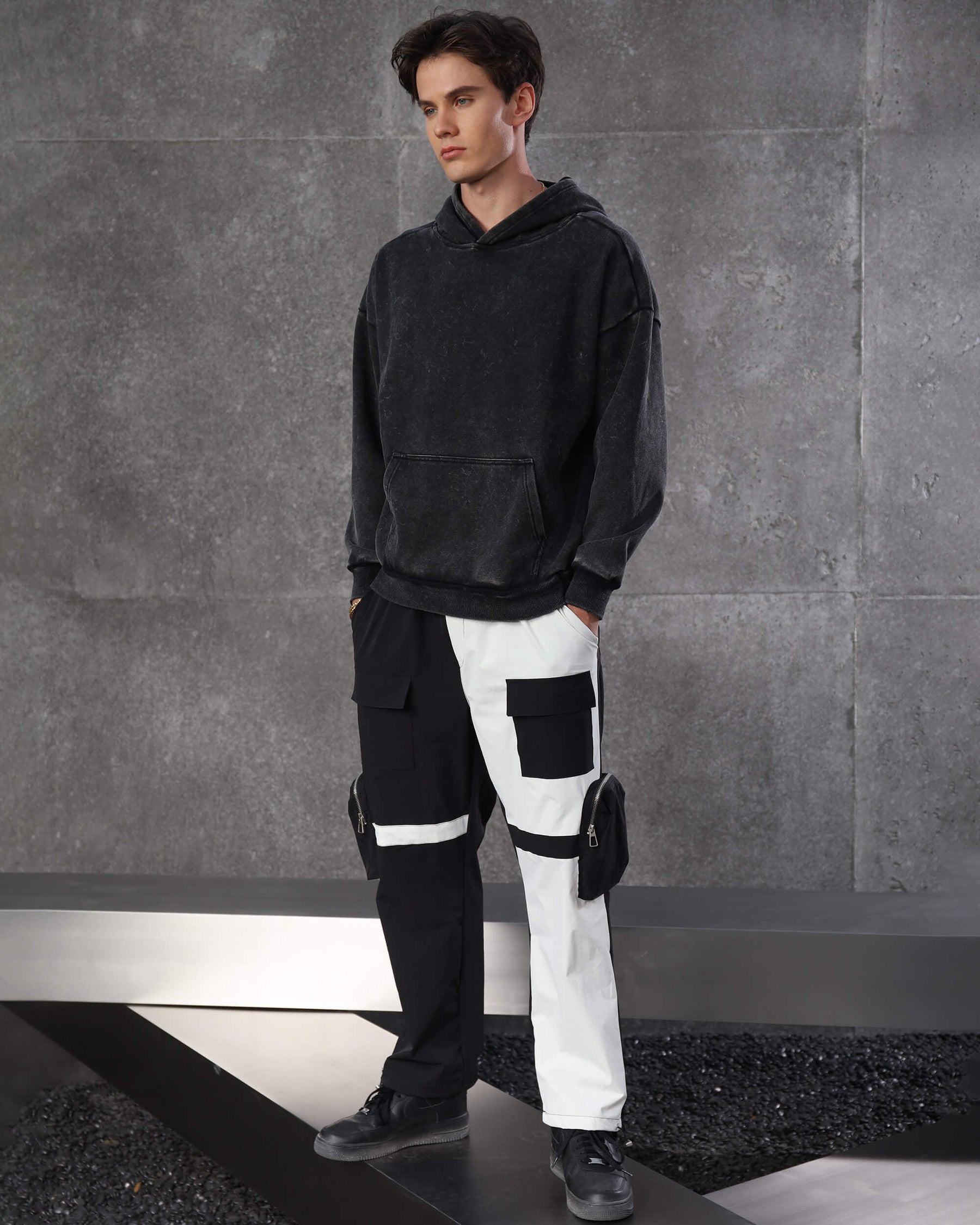 LOGEQI Men's Color-Block Utility Jogger Pants