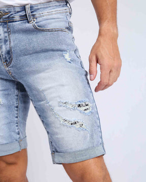 LOGEQI Casual Blue Denim Shorts