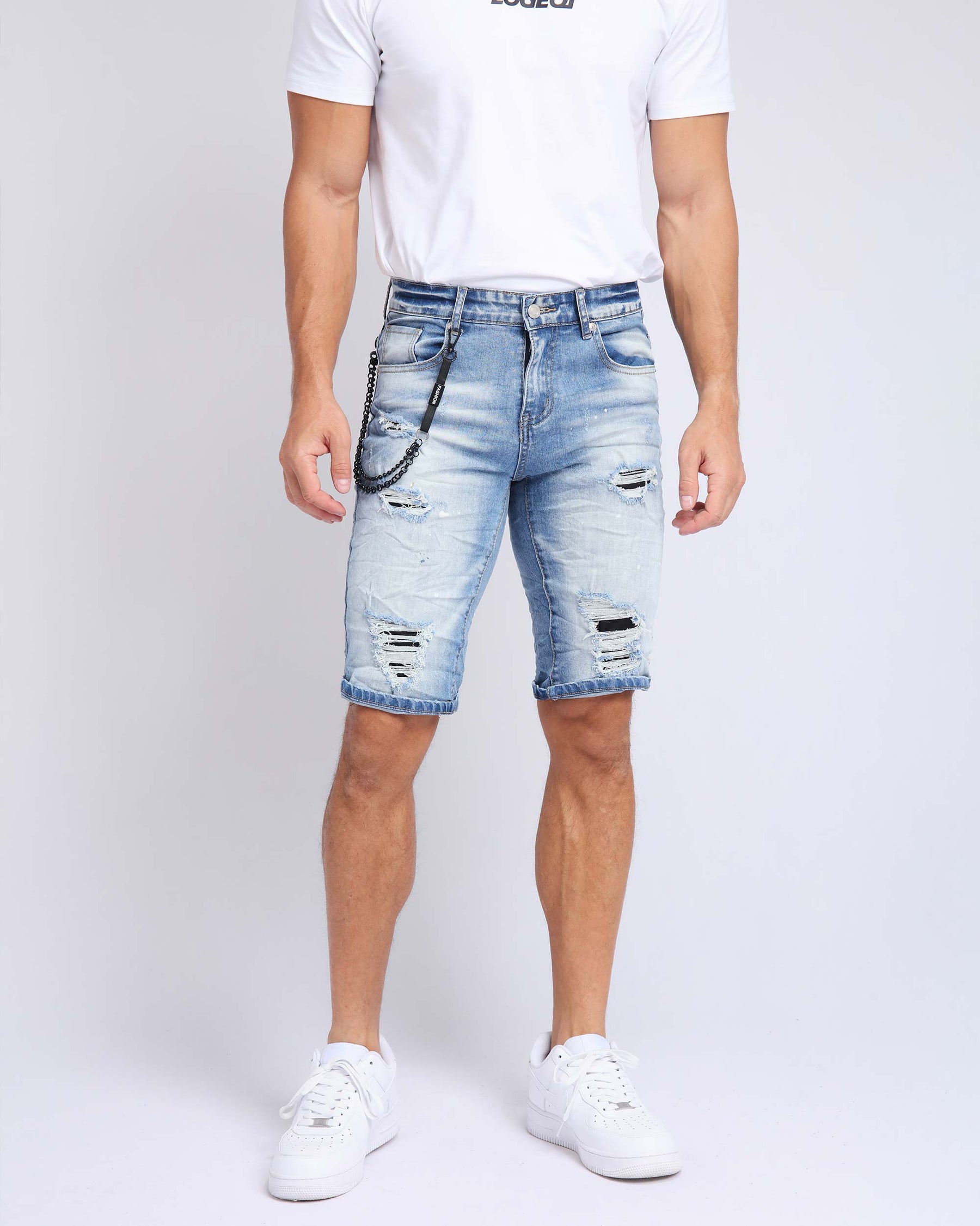 Denim shorts Slim fit - Denim blue - Men | H&M IN