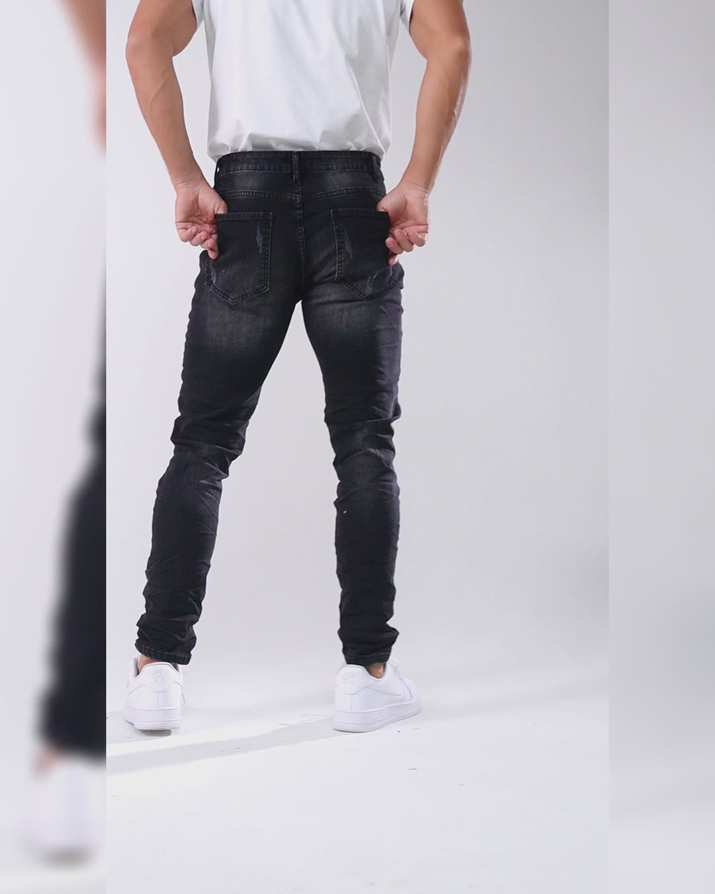 LOGEQI Gothic Graffiti Causal Ripped Black Jeans