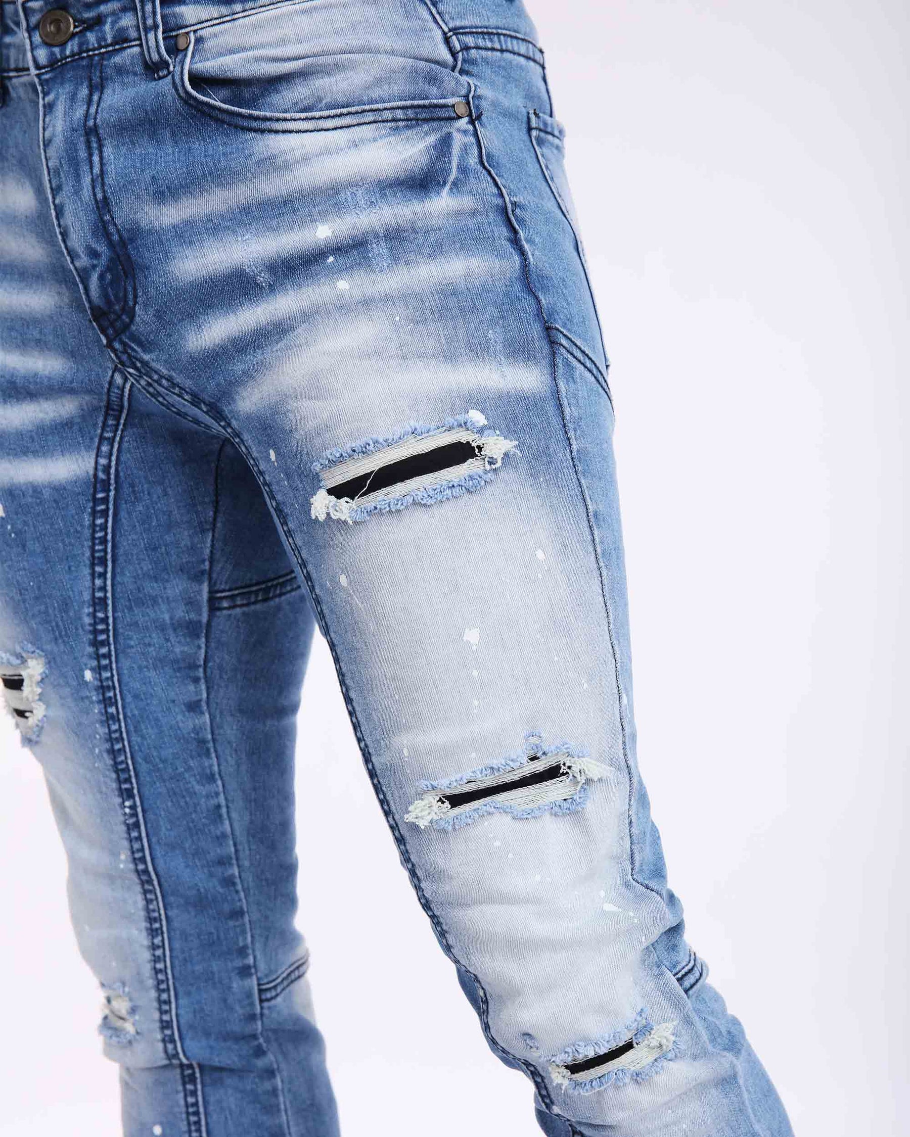 Frehsky jeans for men ripped jeans Mens Fashion Casual Straight Hole Buckle  Zipper Denim Long Pants Trousers Light Blue - Walmart.com