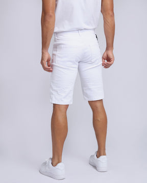 White Casual Printed Ripped Jeans Shorts